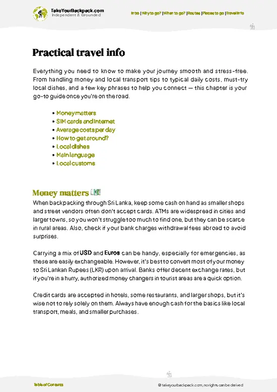 example page 7 from our offline Travel Guide for Sri Lanka